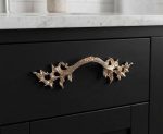 French Leaf Pull Handle (Antique Silver 64mm) | Cabinet Handle on Black