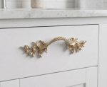 French Leaf Pull Handle (Antique Silver 64mm) | Cabinet Handle on White