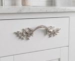 French Leaf Pull Handle (Polished Silver 64mm) | Cabinet Handle on White