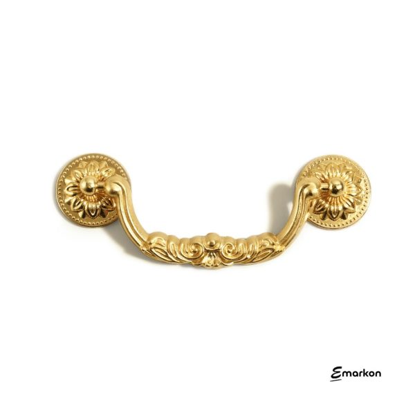 French Soleil Drop Pull Handle (Polished Gold 96mm) | Cabinet Handle